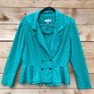 VINTAGE 80s Teal Peplum Blazer